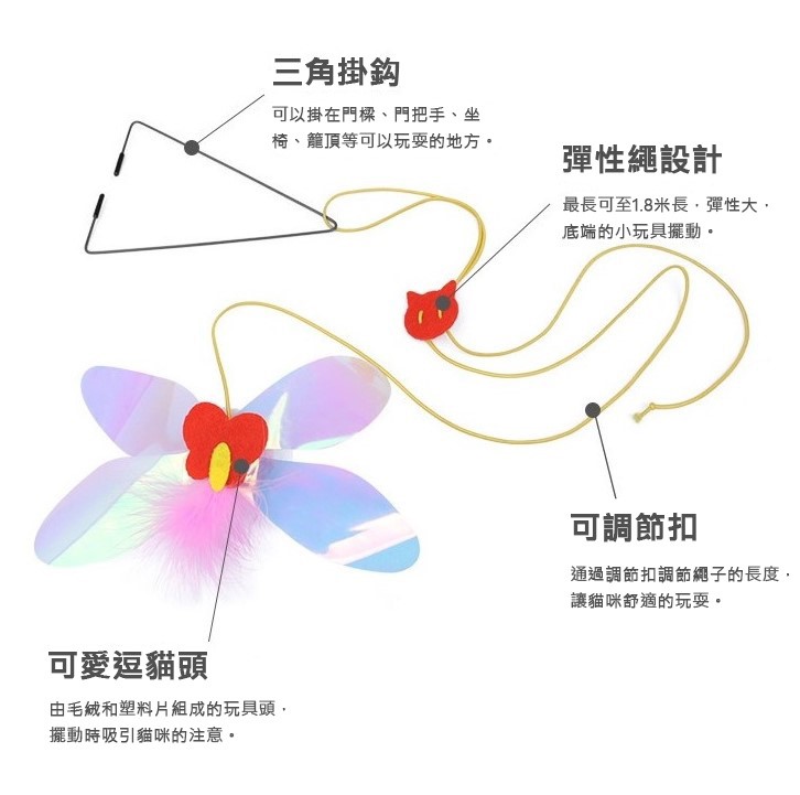 掛門式逗貓彈力老鼠 逗貓棒 懸掛式 貓咪玩具 可伸縮貓抓繩