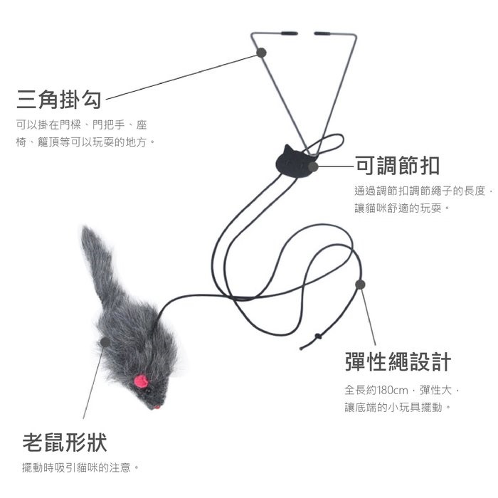 掛門式逗貓彈力老鼠 逗貓棒 懸掛式 貓咪玩具 可伸縮貓抓繩