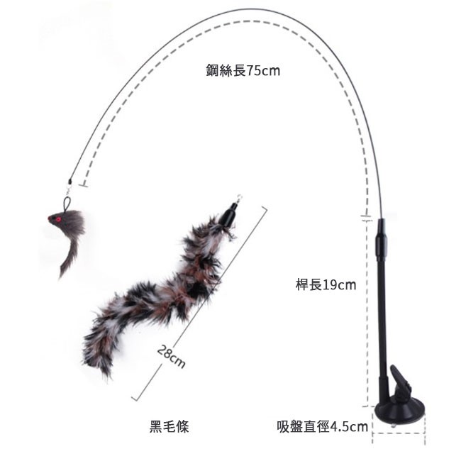 可換頭長桿吸盤逗貓玩具 灰色老鼠 彈棒吸盤老鼠 小老鼠 逗貓玩具 逗貓棒