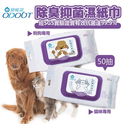 ODOUT臭味滾 抗菌除臭濕紙巾 寵物專用 50抽 抑菌 除臭 濕紙巾